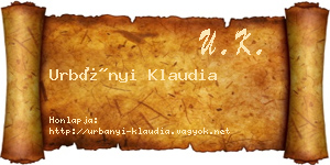 Urbányi Klaudia névjegykártya